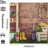 10x10ft Spring Green Grass Wooden Wall Photography Backdrops Baby Show Tool Flowers Photo Booth Prop for Studio Decoration view 3
