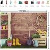 10x6.5ft Spring Green Grass Wooden Wall Photography Backdrops Baby Show Tool Flowers Photo Booth Prop for Studio Decoration view 3