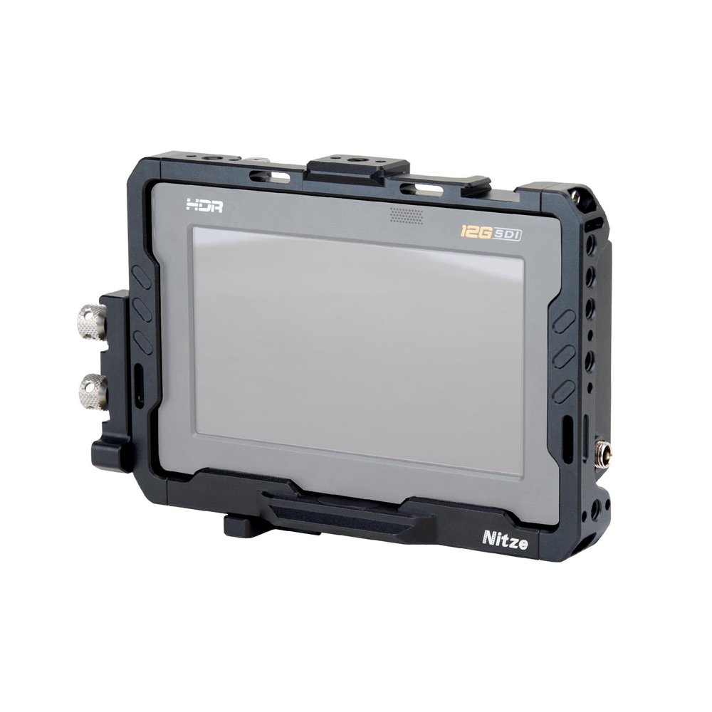 Nitze Monitor Cage for Blackmagic Video Assist 5" 12G / 3G, with HDMI and USB-C Cable Clamps - JT-B01A