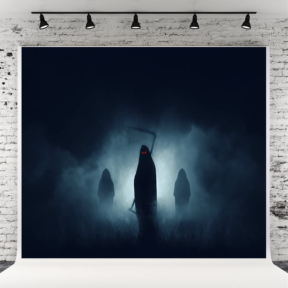 10x10ft Ghost Fog Dark Halloween Scary Night Photography Backdrops Fabric Party Decoration Background Hell Photo Backdrop