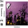 10x10ft Purple Halloween Old Tree Branches Photography Backdrops Black Castle Cats Bats Fabric Photo Background for Party Prop view 3