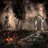 10x10ft Gate of Hell Halloween Pumpkin Photo Backdrops Fabric Photography Background Dark Cloud Photo Studio Prop Decor Backdrop view 2