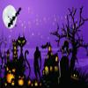 10x6.5ft Purple Halloween Old Tree Branches Photography Backdrops Black Castle Cats Bats Fabric Photo Background for Party Prop view 2