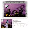 10x6.5ft Purple Halloween Old Tree Branches Photography Backdrops Black Castle Cats Bats Fabric Photo Background for Party Prop view 4