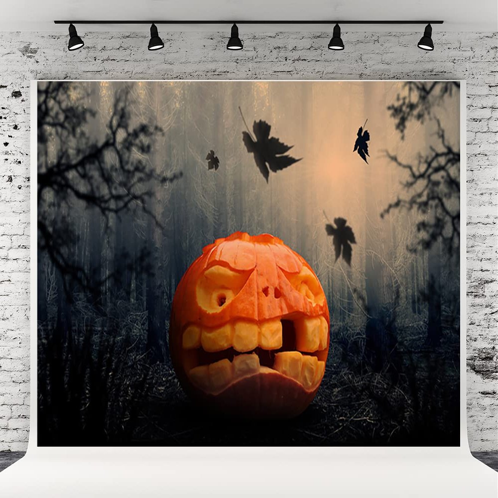 10x6.5ft Scary Night of Halloween Photography Backdrops Big Pumpkin Branches Photo Studio Prop Background