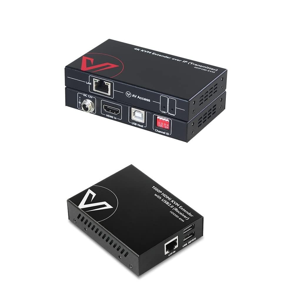4K HDMI USB KVM Extender up to 120M(390ft) Bundle with 1080P HDMI KVM USB Extender Over Cat5e/6/6a/7 up to 80M(260ft)