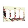 Flower Blossom 4 Gang Quad Rocker Light Switch Cover Plate Decorative Electrical Faceplate for Bathroom Home Bedroom Decorate Jumbo Size Screwless 8.3" x 4.6 view 2