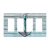 Nautical Anchor 4 Gang Quad Rocker Light Switch Cover Plate Decorative Electrical Faceplate for Bathroom Home Bedroom Decorate Jumbo Size Screwless 8.3" x 4.6 view 1