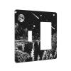 Mountain Starry Moon 2 Gang Single Toggle/Rocker Combination Light Switch Cover Decorative Wall Plate Electrical Faceplate for Home Country Dorm Decorate Large Size 4.5" x 4.5 view 2