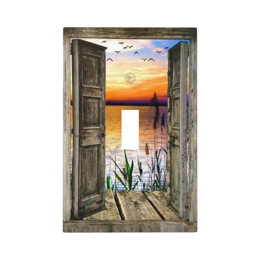 Sunset Beach 1 Gang Light Switch Plate Decorative Single Toggle Wall Plate Cover Electrical Switchplate Faceplate for Bathroom Bedroom Room Decorate 5" x 3 Jumbo Size