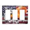 Basketball Sport American Flag 3 Gang Triple Rocker/Decora Light Switch Wall Plate Cover Decorative Electrical Faceplate for Bathroom Home Living Room Bedroom Decor Screwless 6.57" x 4.65 view 1