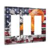 Basketball Sport American Flag 3 Gang Triple Rocker/Decora Light Switch Wall Plate Cover Decorative Electrical Faceplate for Bathroom Home Living Room Bedroom Decor Screwless 6.57" x 4.65 view 2