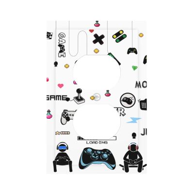 Funny Boys Video Gaming Controller Game Decorative 1-Gang Duplex Outlet Cover Device Receptacle Plug Wall Plate Kids Teen Gamer Nursery Decor Switchplate Electrical Faceplate Playing Room Decoration