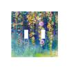 Green Blossom Wildflower 2 Gang Toggle Light Switch Cover Decorative Double Device Wall Plate Colored Flowered Spring Boho Floral Weeping Leaf Dual Electrical Faceplate 5" x 4.9 Oversized view 1