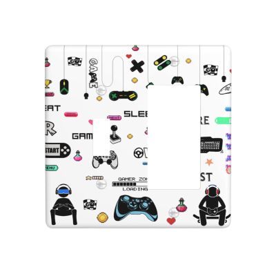 Funny Kids Game 2 Gang Single Toggle/Rocker Combination Light Switch Cover Decorative Wall Plate Electrical Faceplate for Home Country Dorm Decorate Large Size 4.5" x 4.5