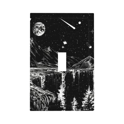 Mountain Starry Moon 1 Gang Light Switch Plate Decorative Single Toggle Wall Plate Cover Electrical Switchplate Faceplate for Bathroom Bedroom Room Decorate 5" x 3 Jumbo Size