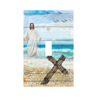 Christ Jesus Cross 1 Gang Light Switch Plate Decorative Single Toggle Wall Plate Cover Electrical Switchplate Faceplate for Bathroom Bedroom Room Decorate 5" x 3 Jumbo Size