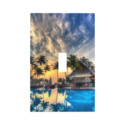 Sea Beach Seascape 1 Gang Light Switch Plate Decorative Single Toggle Wall Plate Cover Electrical Switchplate Faceplate for Bathroom Bedroom Room Decorate 5" x 3 Jumbo Size