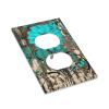 Rustic Teal Floral Dahlia Daisy 1 Gang Electrical Duplex Outlet Covers Single Receptacle Socket Plug Wall Plate Farm house Country Turquoise Blue Flower Butterfly Bathroom Restroom Decor Accessories view 3