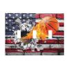 Basketball Sport American Flag 3 Gang Triple Toggle Light Switch Wall Plate Cover Decirative Electrical Faceplate Switchplate for Bathroom Home Decorate 6.7" x 4.8 Large Jumbo Size view 1
