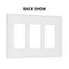 Grey Leaves 3 Gang Triple Rocker/Decora Light Switch Wall Plate Cover Decorative Electrical Faceplate for Bathroom Home Living Room Bedroom Decor Screwless 6.57" x 4.65 view 4