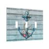 Nautical Anchor Board 3 Gang Electrical Triple Toggle Light Switch Cover Decorative Wall Plate Coastal Beach Rustic Striped Bathroom Decor Timeworn Marine on Weathered Wooden Wood Planks Accessories view 2