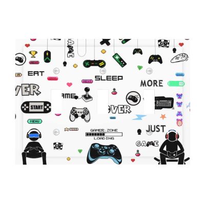 Playing Gaming Controller Game Video Teen 3 Gang Decorator Light Switch Cover Triple Toggle Wall Plate Funny Man Kid Boy Bedroom Gamer Playroom Outlet Cover Decorative Switchplate Electrical Faceplate