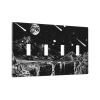Mountain Starry Moon 4 Gang Light Switch Cover Decorative Quad Toggle Wall Plate Decorative Electrical Faceplate for Bathroom Home Bedroom Decorate Large Size 8" x 4.5 view 2