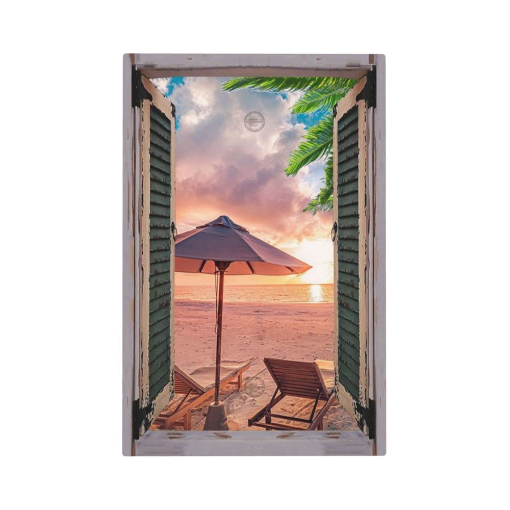 Tropical Summer Beach Sunset 1 Gang Light Switch Cover No Decive Blank Wall Plate Decorative Switchplate for Bathroom Home Bedroom Decorate 5" x 3 Oversize