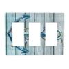 Nautical Anchor 3 Gang Triple Rocker/Decora Light Switch Wall Plate Cover Decorative Electrical Faceplate for Bathroom Home Living Room Bedroom Decor Screwless 6.57" x 4.65 view 1