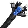AGPTEK Cable Sleeve Cover, 6.6ft - 1.5 inch Desk Cord Organizer Cable Hider, Home Office Wire Management Computer TV Wire Loom Tubing, Pet Proof Cord Protector, from Cat Dog Chewing, Black view 1