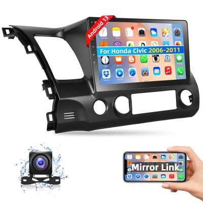 Podofo 10.1"" Radio for Honda 2006 2007 2008 2009 2010 2011 Car Stereo with Mirror Link, HD Digital Screen Car Radio Support Bluetooth/GPS/WiFi/Dual USB/FM Radio/SWC/Multiple UI+ Rear Camera