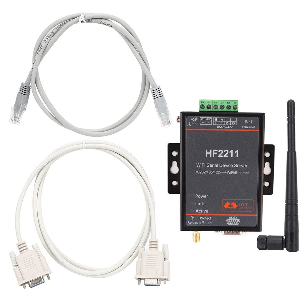 HF-2211 Serial to Ethernet Converter Device Server RS232 RS485 RS422 to WiFi Network Module with Wide 5-36VDC Input