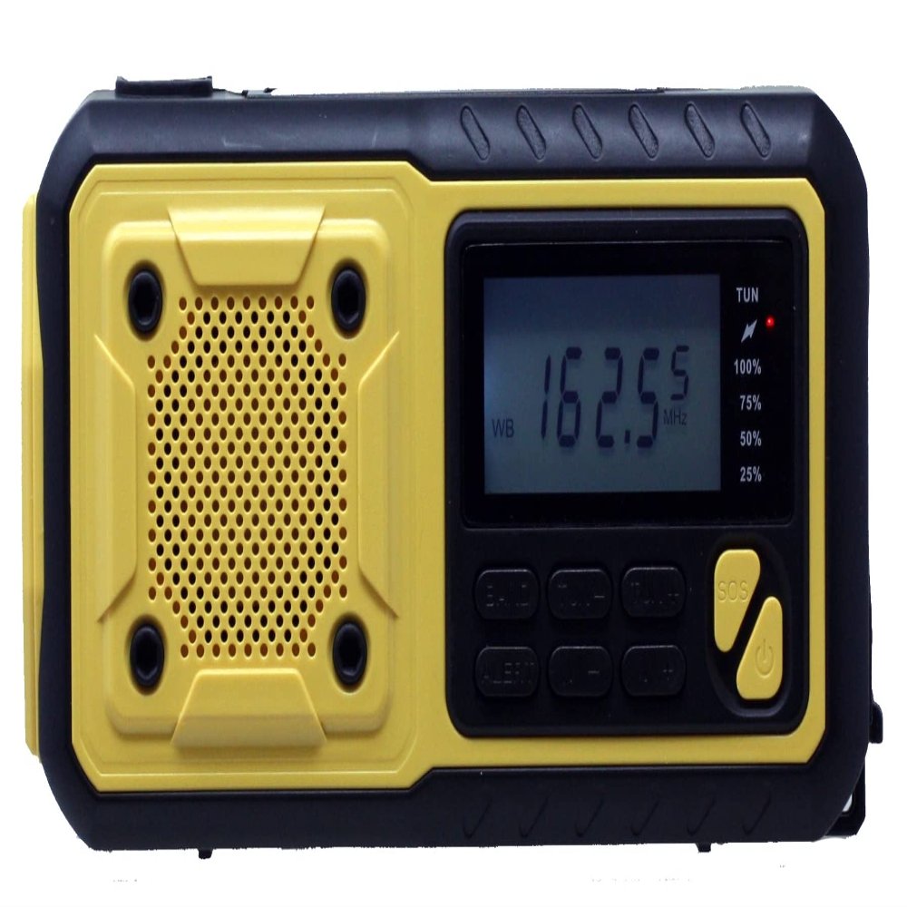 Kaito Voyager KA368 Digital Emergency Radio - AM/FM NOAA Weather Alert 4-Way Powered Solar Crank Radio Receiver with LED Flashlight and USB 4,000 mAh Mobile Phone Charger (Yellow)