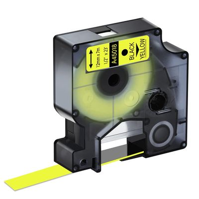Compatible Label Tape Replacement for Dymo D1 Black on Yellow Tape 45018 S0720580 12mm x 7m Self-Adhesive Label Cartridge for Dymo D1 Label Makers 160 210D 260P 280 360D 420P PnP, 1-Pack