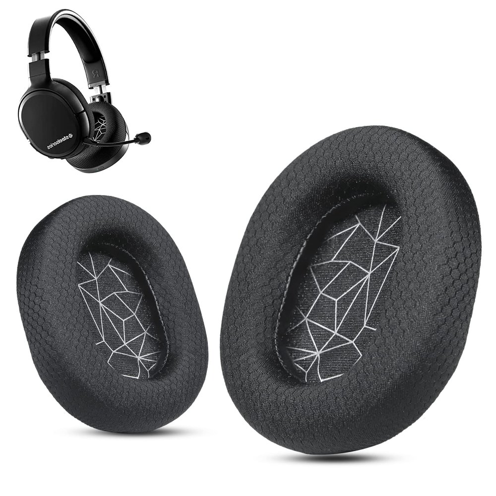 Arctis 7 Ear Cushion, Breathable Fabric Replacement Earpads Ear Cushions fit SteelSeries Arctis 1, Pro, 3, 5, 7, 7+, 7p, 7X, 9, Prime All Models Wireless Headset, Silver, by Krone Kalpasmos