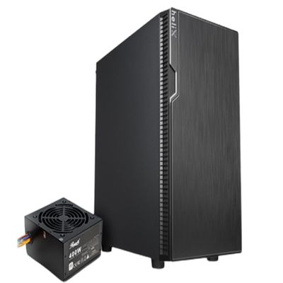Rosewill FBM-X2-400-HELIX Micro ATX Mini Tower Desktop Gaming & Office PC Computer Case with Pre-Installed 400W Power Supply, 240mm AIO Support, 2X USB 2.0, 1 USB 3.0