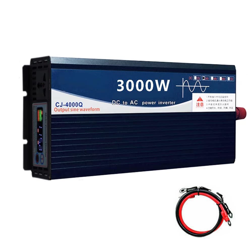 3000W Pure Sine Wave Power Inverter DC 24V to AC 110V, Car Power Converter with Digital LED Display for Car RV Boat Home Solar System and Emergency (3000W, 24V)