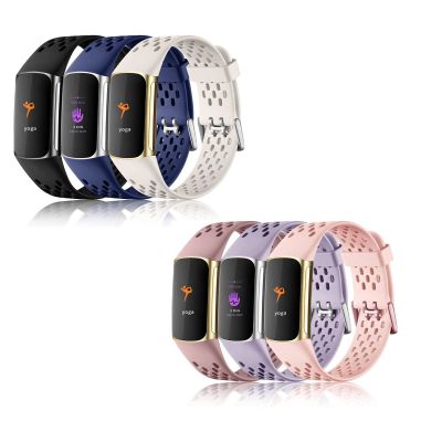 6 Pack Band Compatible with Fitbit Charge 5 Bands Women Men - Breathable Sport Band Soft Waterproof Replacement Wristbands Strap for Fitbit Charge 5 Advanced Fitness Tracker, 3 Pack