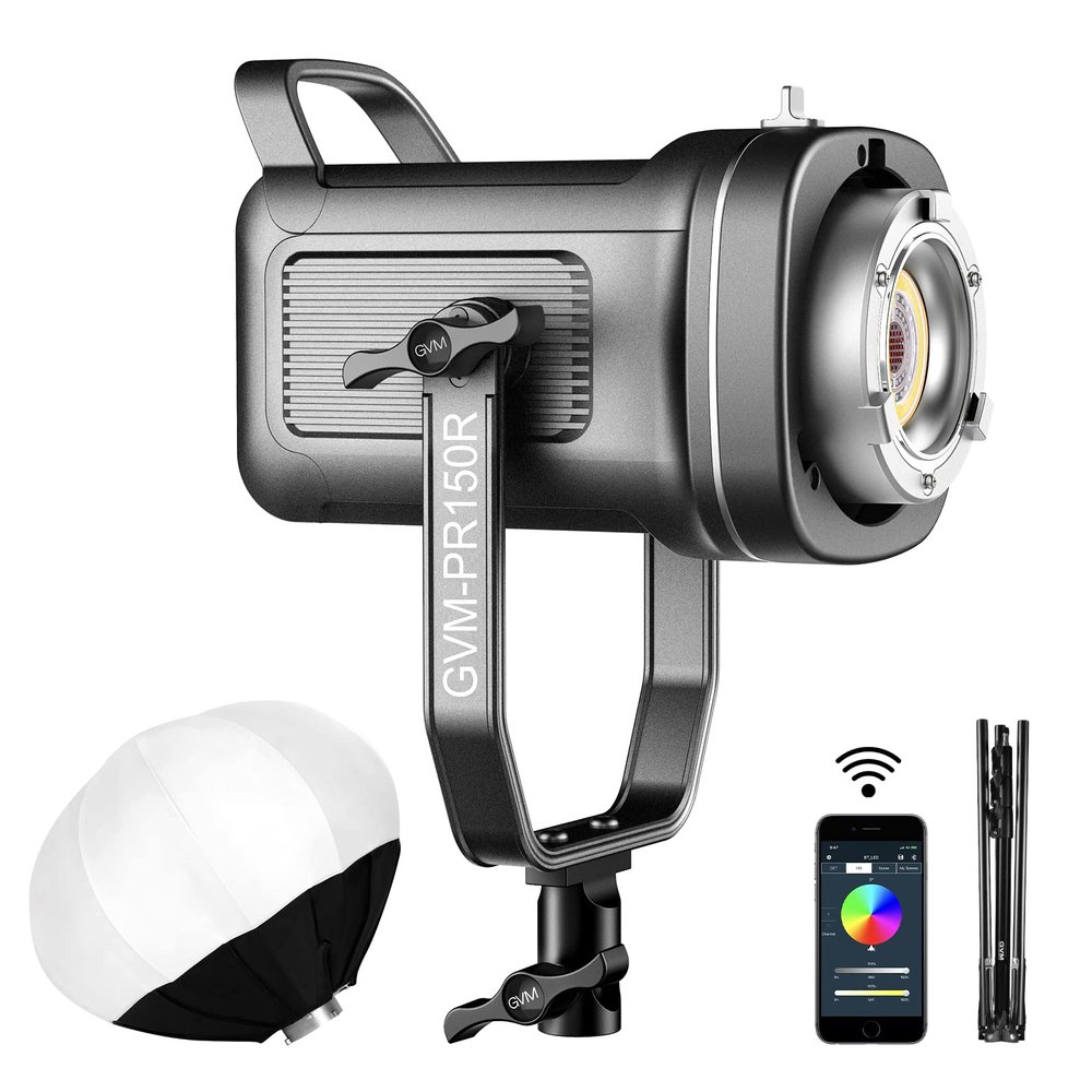 GVM 150W LED Video Light 2700K~7500K RGB Video Light Photography Studio Light Kit with Lantern Softbox & Stand, CRI97+TLCI97 with 8 Lighting Effects+Custom Effects for Outdoor Shoot YouTube Videos