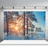 12x10ft Winter Wonderland Backdrop Snow Scene Backdrop Winter Snowy Forest Landscape Pine Tree Sunrise Background for Pictures Winter Backdrop for Photography Winter Christmas Party Decoration view 1