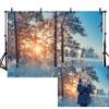 12x10ft Winter Wonderland Backdrop Snow Scene Backdrop Winter Snowy Forest Landscape Pine Tree Sunrise Background for Pictures Winter Backdrop for Photography Winter Christmas Party Decoration view 2