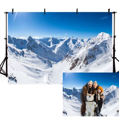 12x10ft Winter Snow Mountain Photography Backdrop White Iceberg Nature Scenery Backdrops Snow Capped Peaks Winter Wonderland Mountain Backdrop Blue Sky Backdrop Photo Shooting Props
