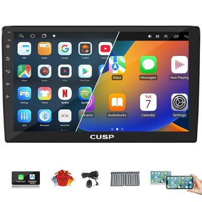 2025 CUSP Car Stereo Radio GPS 9 Inch Android Double Din Navigation HD 1280*720 Pixel Touch Screen Bluetooth FM Wirelss Apple Car Play,Mirror Link,Camera,In Dash Kit Auto Multimedia Player Head Unit