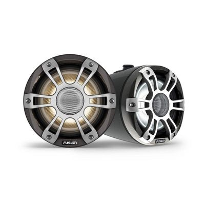 Fusion Garmin Signature Series 3i Marine Wake Tower Speakers, 6.5" 230-watt CRGBW Sports Black Marine Wake Tower Speakers (Pair) (010-02771-51)
