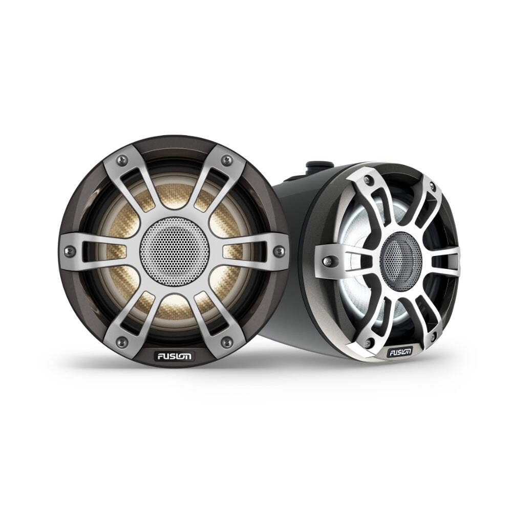 Fusion Garmin Signature Series 3i Marine Wake Tower Speakers, 6.5" 230-watt CRGBW Sports Black Marine Wake Tower Speakers (Pair) (010-02771-51)