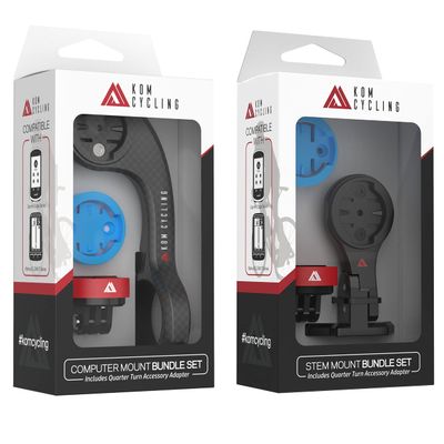 KOM Cycling Quick Release Stem Mount and KOM Cycling CM06 Quick Release GoPro Computer Mount for Wahoo and Garmin Bike Computers Bundle
