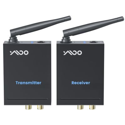 YMOO 2.4GHz Wireless Audio Transmitter Receiver (1 TX+1 RX), 20ms Ultra Low Latency HiFi Audio, 320ft Long Range RCA Jack Adapter for Powered Speaker/Soundbar to TV/PC/CD Player/Computer/Projector