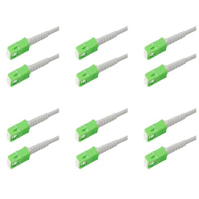 SpeedyFiberTX 6-Pack 1 Foot SC/APC to SC/APC 3.0mm White Simplex Riser OFNR Fiber Patch Cable, Corning SMF-28 Singlemode 9/125um Ultra Fiber, OS1/OS2 Compatible