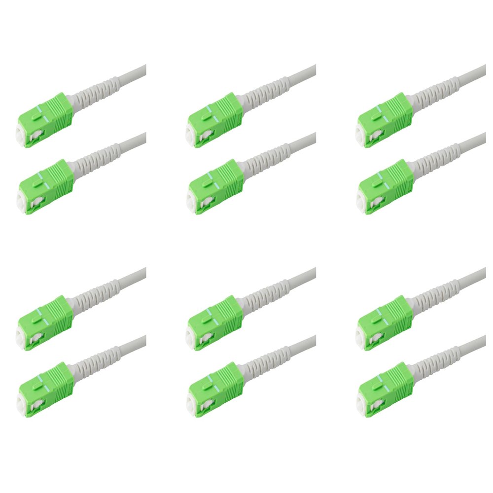 SpeedyFiberTX 6-Pack 1 Foot SC/APC to SC/APC 3.0mm White Simplex Riser OFNR Fiber Patch Cable, Corning SMF-28 Singlemode 9/125um Ultra Fiber, OS1/OS2 Compatible